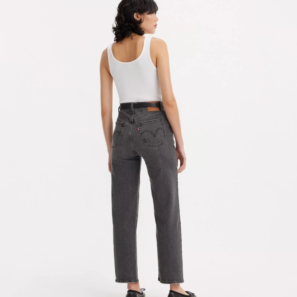 Levis Ribcage Straight Ankle Jeans size 31 well worn - black - Picture 4 of 9